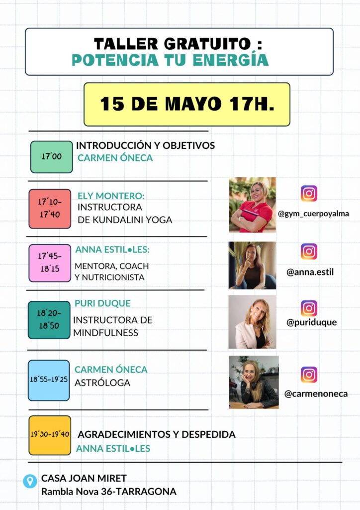 programa con el detalle de los temas y participantes que van a estar en el taller
